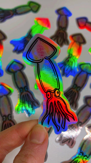 Holographic Squid Sticker
