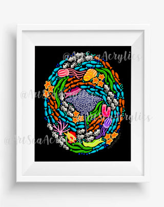 Colorful Coral Reef Art Print 8x10 Eagle Ray