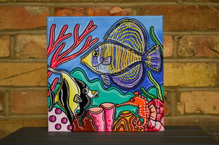 Sailfin and Idol 12"x12" Acrylic Painting