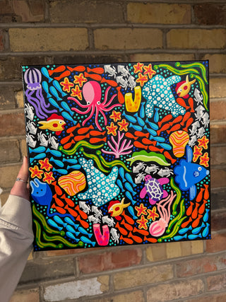 Colorful Coral Reefs 12"x12" Acrylic Painting