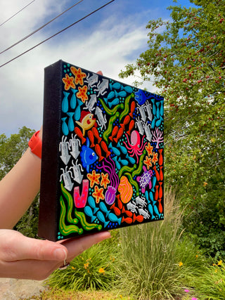 Colorful Coral Reefs 8"x8" Acrylic Painting