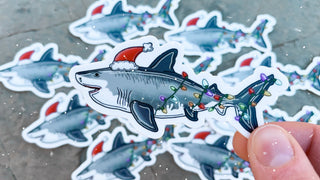 Santa Jaws Great White Shark Sticker