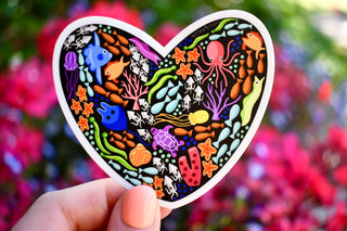 Coral Reef Heart Sticker