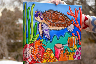 Sea Turtle Coral Reef 16"x20" Acrylic Painting