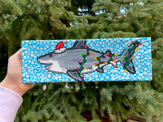 Santa Jaws Acrylic Painting 4"x12"