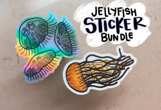 Jellyfish Sticker Bundle - Moon Jelly and Pacific Sea Nettle