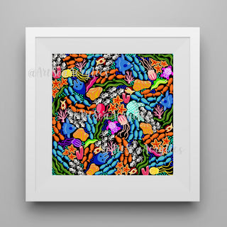 Colorful Coral Reef Art Print 8x8