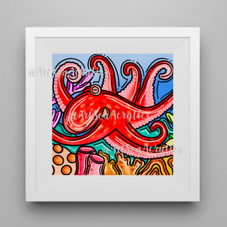 Octopus Art Print 8x8