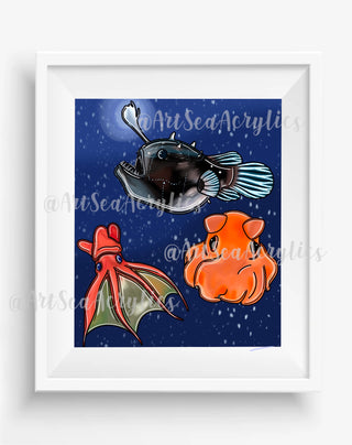 Deep Sea Creature Art Print 8x10